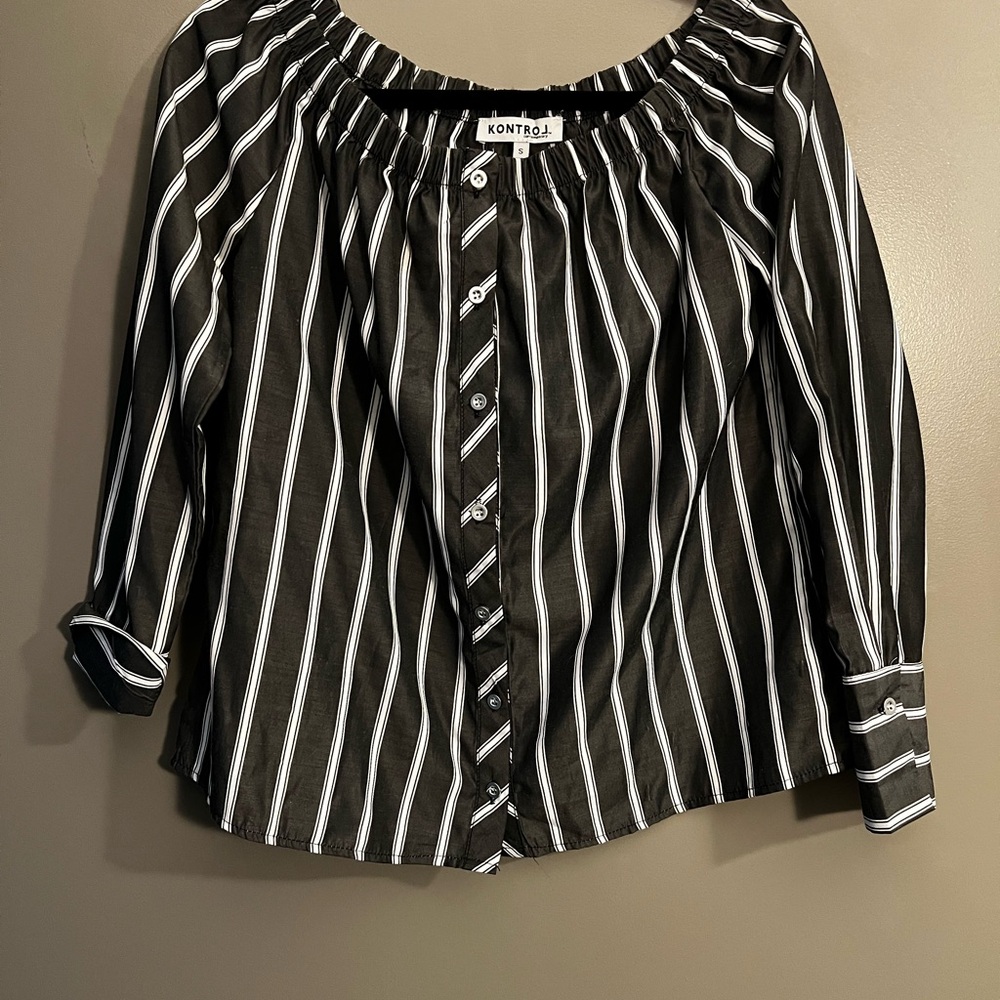 Women's Black Striped Top